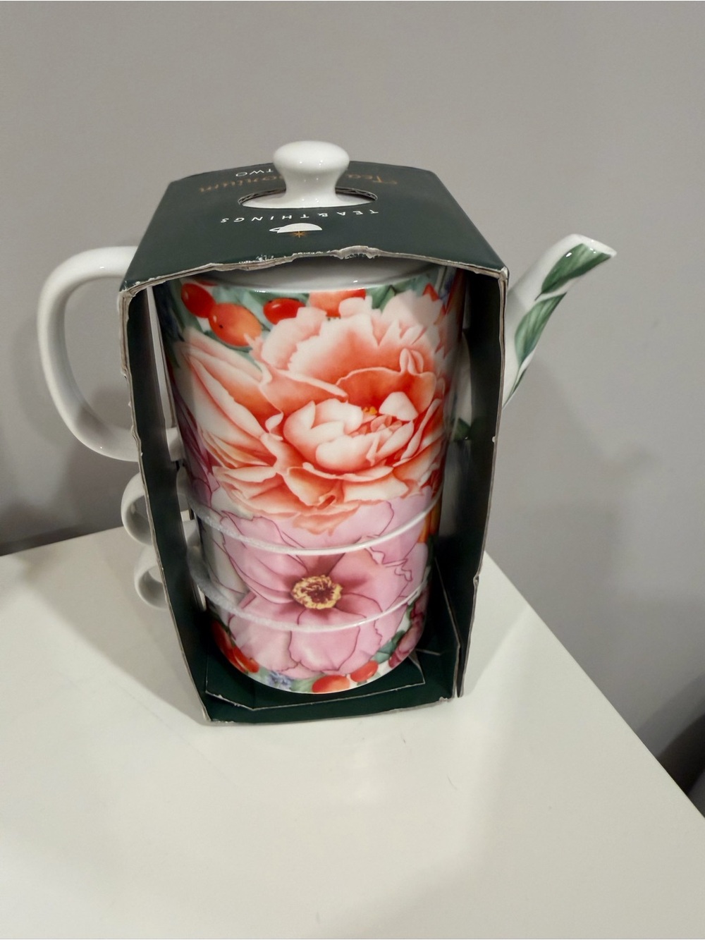 Tea Emporium "Tea for Two" stackable ceramic tea set NWT
